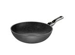Stoneline Flex Made In Germany Wok 30 Cm, Mit Abnehmbarem Griff, Auch FüR öL- Und Fettfreies Braten, Wok Pfanne Beschichtet Mit Echten Steinpartikeln, Wok Induktion