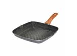 Stoneline Back To Nature Grillpfanne, 28 X 28 Cm, Mit 2 AusgüSsen, Aluguss, Grillpfanne Beschichtet Mit Echten Steinpartikeln, Grau, Grillpfanne Induktion, Holzoptik