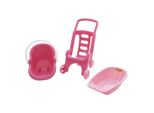 Polesie 42842 Puppenwagen 3 in 1 Set, Puppenbuggy Schaukelkorb Puppen-Badewanne pink