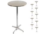 10Er-Set Alu-Stehtisch, Bistrotisch, HöHenverstellbar 70/110Cm Ø=60Cm ~ Klappbar