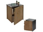 Beistelltisch MCW-L76, Kommode Nachttisch Schrank, Industrial Massiv-Holz Mvg 60X50X40Cm, Natur Mit Metall-Optik