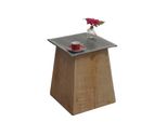 Beistelltisch Mcw-L76B, Blumentisch Tisch, Industrial Massiv-Holz Mvg-Zertifiziert 45X36X36Cm, Natur Mit Metall-Optik