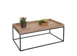 Couchtisch MCW-K71, Kaffeetisch Beistelltisch Tisch, Holz Massiv Metall 46X110X60Cm ~ Naturfarben