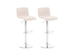 CLP 2Er Set Barhocker Hoover Stoff Chrom Farbe:Creme;Gestell Farbe:Chrom