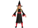 Strega Halloween Costume Cappello Nero Accento Rosso Incanto Magica Avventura Carnevale Divertimento Magico Outfit Trasformazione Accessorio, Taglia: 128/134 Colore: Rosso