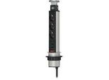 Tower Power Versenkbare Steckdosenleiste 3-Fach Silber/Schwarz, 2 Meter, 2X USB-A