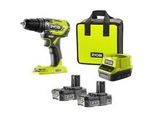 One+ Akku-Schlagbohrschrauber R18PD5-220S, 18Volt GrüN/Schwarz, 2X Li-Ionen Akku 2,0Ah
