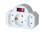 Adapterstecker Euro 2+Schutzkontakt 1 Mit Schalter, Steckdosenadapter Weiß