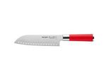 Red Spirit Santoku Kullenschliff, 18Cm, Messer Rot/Silber