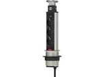 Tower Power Versenkbare Steckdosenleiste 3-Fach Silber/Schwarz, 2 Meter