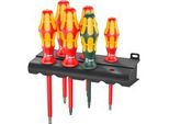 160 I/168 I/6 Schraubendrehersatz Kraftform Plus Serie 100 + Rack Rot/Gelb, 6-Teilig, Mit Lasertip