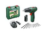 Akku-Bohrschrauber Easydrill 1200 + Bit- Und Bohrer-Set GrüN/Schwarz, 2X Li-Ionen Akku 1,5Ah, Koffer
