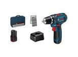 Akku-Bohrschrauber Gsr 12V-15 Professional, 12Volt Blau/Schwarz, 2X Li-Ionen Akku 2,0Ah, 25 Bits