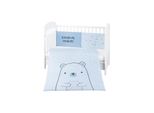 Kikkaboo Babybettwäscheset Bär 3tlg Decke 135 x 95 cm Nestchen 180 x 35 cm Bezug blau