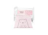 Kikkaboo Babybettwäscheset Bär 3tlg Decke 135 x 95 cm Nestchen 180 x 35 cm Bezug rosa