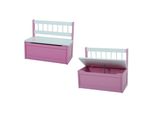 2er Set Holz Kinder Truhenbank Truhe Sitzbank Bank Spielkiste Kindermöbel pink