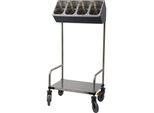 Edelstahl-Tablett- und Besteckwagen, 1 Besteckbox, mit 4 Besteckeinsätzen