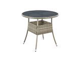 Juskys Polyrattan Gartentisch Yoro Rund - Wetterfest Outdoor Beistelltisch Ø 80 Cm - Grau