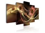 Quadro Su Tela Astratto 200X100 Cm In Tessuto Non Tessuto 5 Pezzi Stampa D'arte Moderna Arte Murale Xxl Decorazione Murale Design Quadro Murale - Fiori Perle Oro Rosso Scuro 020101-12