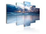 Quadro Su Tela Mare 200X100 Cm In Tessuto Non Tessuto 5 Pezzi Stampa D'arte Moderna Arte Murale Xxl Decorazione Murale Design Quadro Murale - Spiaggia Cielo Nuvole Paesaggio 030212-50
