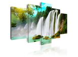 Quadro Su Tela Cascata 200X100 Cm In Tessuto Non Tessuto 5 Pezzi Stampa D'arte Moderna Arte Murale Xxl Decorazione Murale Design Quadro Murale - Natura Paesaggio Giungla 030212-84