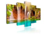 Quadro Su Tela Cascata 200X100 Cm In Tessuto Non Tessuto 5 Pezzi Stampa D'arte Moderna Arte Murale Xxl Decorazione Murale Design Quadro Murale - Natura Paesaggio Pecore 030112-55