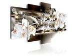 Quadri Su Tela 200X100 Cm B-A-0153-B-O Quadro Su Tela Non Tessuta 5 Pezzi Stampa D'arte Moderna Arte Murale Xxl Decorazione Murale Design Quadro Murale Fiori Abstratti Orchidi