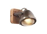 Brilliant Lampe Carmen Wood Wandspot Burned Steel/Holz 1X PAR51, GU10, 5W, Geeignet FüR Reflektorlampen (Nicht Enthalten) Kopf Schwenkbar