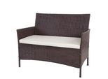 Poly-Rattan Gartenbank Hamar, Sitzbank Bank ~ Braun-Meliert, Kissen Creme