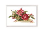 Rto Set Punto Croce "Rose In Una Tazza Da Tè"" M525, Schema Di Conteggio, 27X17 Cm"