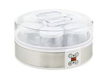 Homcom - Joghurtbereiter Joghurtmaschine, inkl. 7 Gläsern, Edelstahl, 24 cm x 24 cm x 13 cm, Silber + Weiß - Weiß