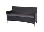 3-Sitzer Poly-Rattan Gartenbank Hamar, Sitzbank ~ Anthrazit, Kissen Anthrazit