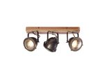 Brilliant Lampe Carmen Wood Spotbalken 3Flg Burned Steel/Holz 3X PAR51, GU10, 5W, Geeignet FüR Reflektorlampen (Nicht Enthalten) KöPfe Schwenkbar