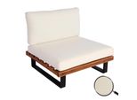 Lounge-Sessel MCW-H54, Garten-Sessel, Spun Poly Akazie Holz Mvg-Zertifiziert Aluminium ~ Braun, Polster Cremeweiß