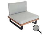 Lounge-Sessel MCW-H54, Garten-Sessel, Spun Poly Akazie Holz Mvg-Zertifiziert Aluminium ~ Hellbraun, Polster Hellgrau