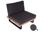Lounge-Sessel MCW-H54, Garten-Sessel, Spun Poly Akazie Holz Mvg-Zertifiziert Aluminium ~ Hellbraun, Polster Dunkelgrau