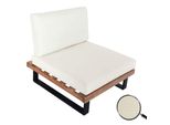 Lounge-Sessel MCW-H54, Garten-Sessel, Spun Poly Akazie Holz Mvg-Zertifiziert Aluminium ~ Hellbraun, Polster Cremeweiß