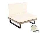 Lounge-Sessel MCW-H54, Garten-Sessel, Spun Poly Akazie Holz Mvg-Zertifiziert Aluminium ~ Grau, Polster Cremeweiß