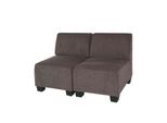 Modular 2-Sitzer Sofa Couch Moncalieri, Stoff/Textil ~ Braun, Ohne Armlehnen