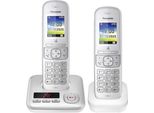 Panasonic KX-TGH722 Duo Schnurloses DECT-Telefon (Mobilteile: 2, mit Anrufbeantworter), silberfarben