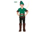 Bandito Arciere Costume Medievale Per Bambini Carnevale Avventura Eroe Coraggioso, Taglia: 110/116 Colore: Verde
