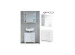 Vicco BadmöBel Set Ilias Weiß - Bad Spiegel Kommode Unterschrank Badschrank