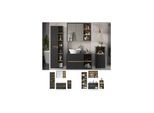 Vicco BadmöBel-Set Badezimmer-MöBel Bad-Schrank Viola Anthrazit Eiche Modern Badezimmerschrank Waschtischunterschrank Spiegelschrank Midischrank Hochschrank SchranktüR Schrankfach Ablage Aufbewahrung