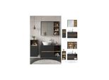 Vicco BadmöBel-Set Badezimmer-MöBel Bad-Schrank Viola Anthrazit Eiche Modern Badezimmerschrank Waschtischunterschrank Spiegelschrank Midischrank SchranktüR Schrankfach Ablage Aufbewahrung