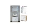 Vicco BadmöBel Set Ilias Weiß Eiche Bad Spiegel Kommode Unterschrank Badschrank