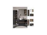 Vicco BadmöBel-Set Badezimmer-MöBel Bad-Schrank Viola Anthrazit Eiche Modern Badezimmerschrank Waschtischunterschrank Spiegelschrank SchranktüR Schrankfach Ablage Aufbewahrung