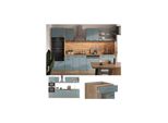 Vicco Küchenzeile R-Line Solid Eiche Blau Grau 300 cm modern Küchenschränke Küchenmöbel