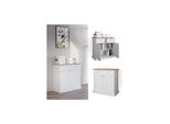 Vicco Kommode Mehrzweckschrank Wohnzimmermöbel Bergamo Weiß Eiche Wohnzimmer Schrank 83x84 cm Vintage Ablage Schublade Schranktür Wohnzimmermöbel