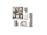 Vicco BadmöBel-Set Marelle Weiß Artisan Moderne Serie Badezimmer Dekorative Front Waschtischunterschrank Badspiegel Midischrank HäNgeschrank Hochschrank