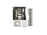 Vicco BadmöBel-Set Marelle Weiß Artisan Moderne Serie Badezimmer Dekorative Front Waschtischunterschrank Badspiegel Hochschrank